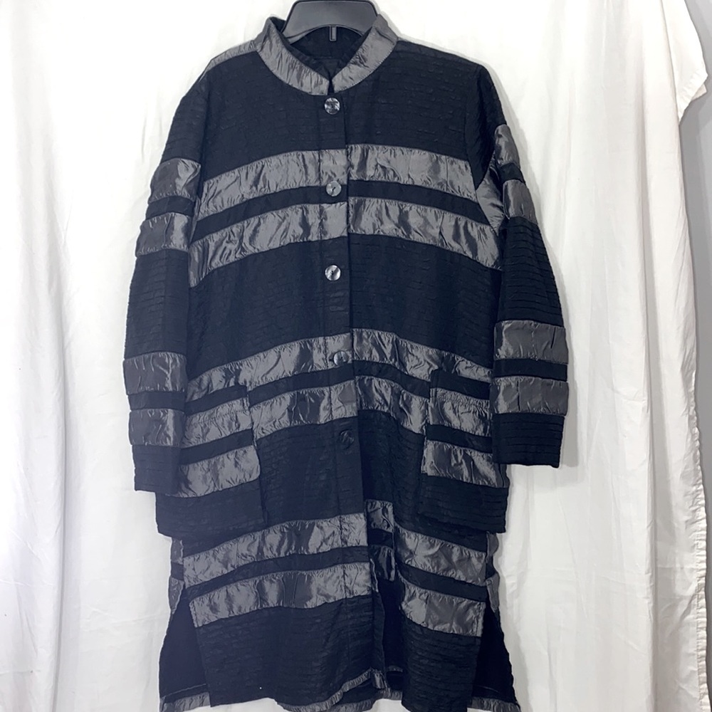 Black Striped Long Coat - Picture 2 of 5